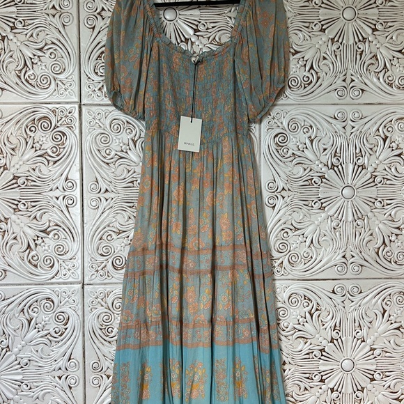Spell and the gypsy collective juniper shirred dress eggshell blue size M NWT - Picture 9 of 17